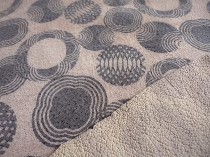 Grey / Cream Circle Pattern Pigskin leather