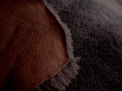 Dark Brown Short Curly Sheep Hair On leather hide - Image 3