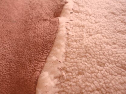 Champagne Pink Curly Sheep Hair On leather hide - Image 3