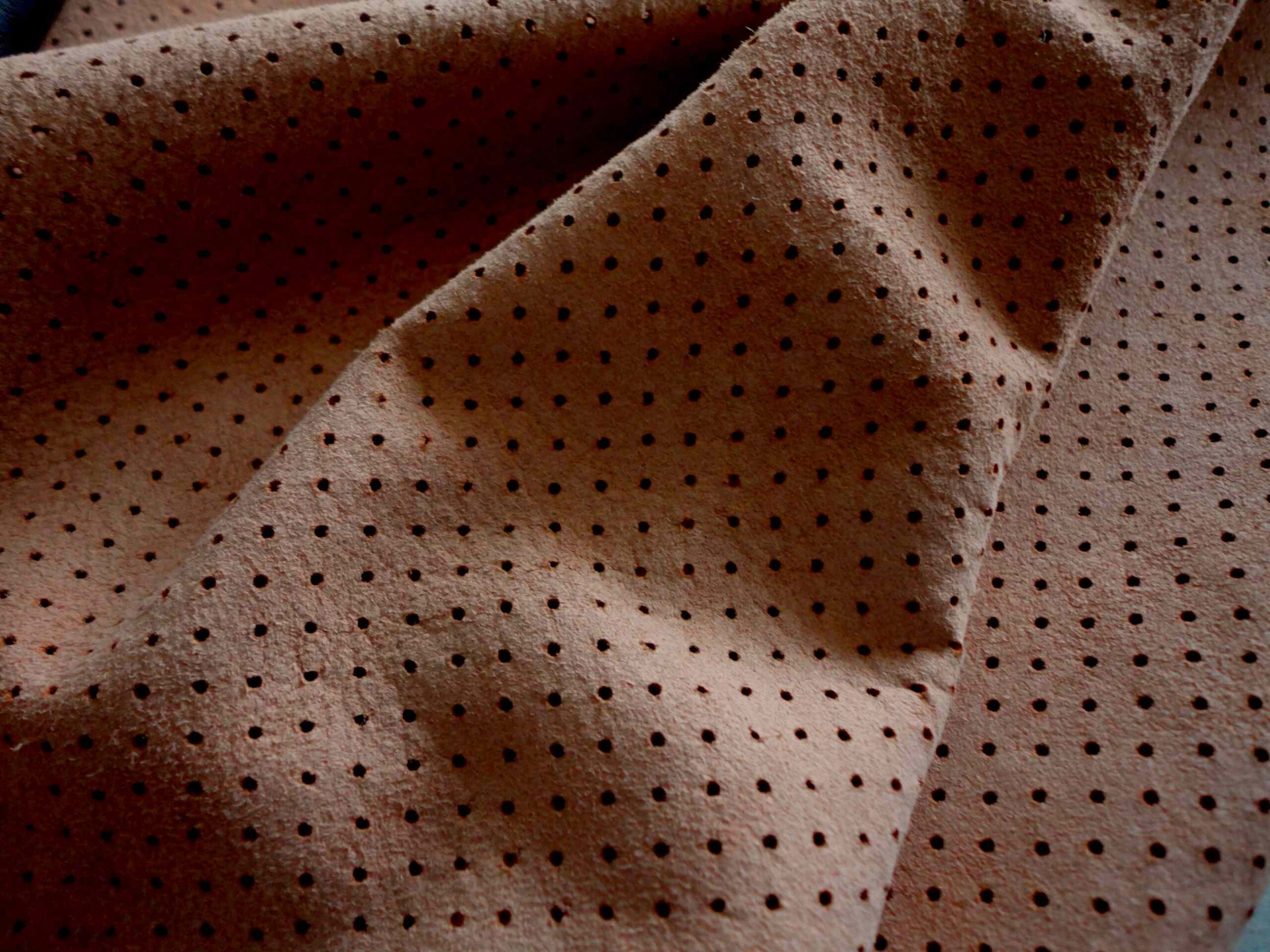 Pale Orange Perforated Suede leather - Image 2