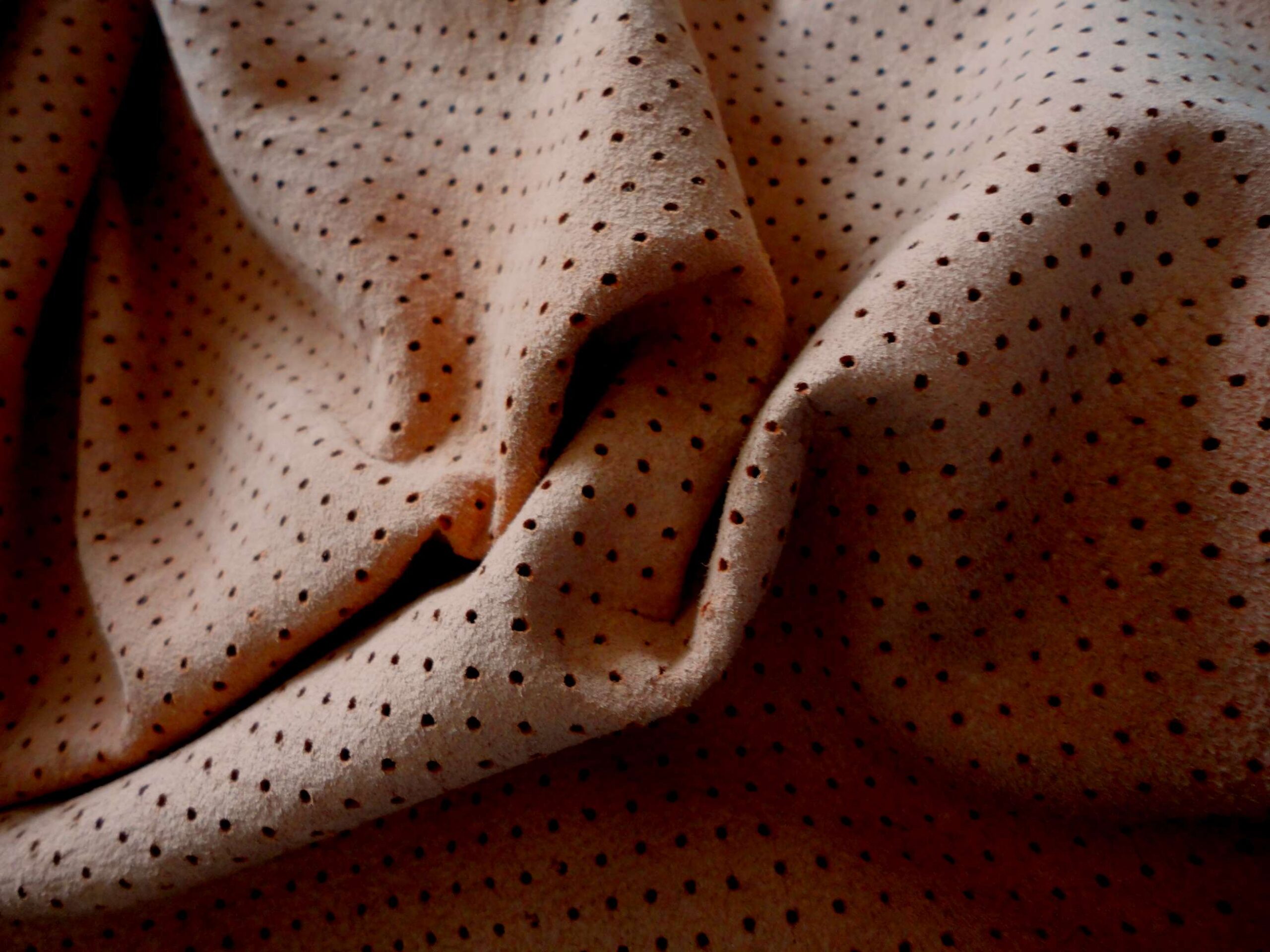 Pale Orange Perforated Suede leather - Image 3