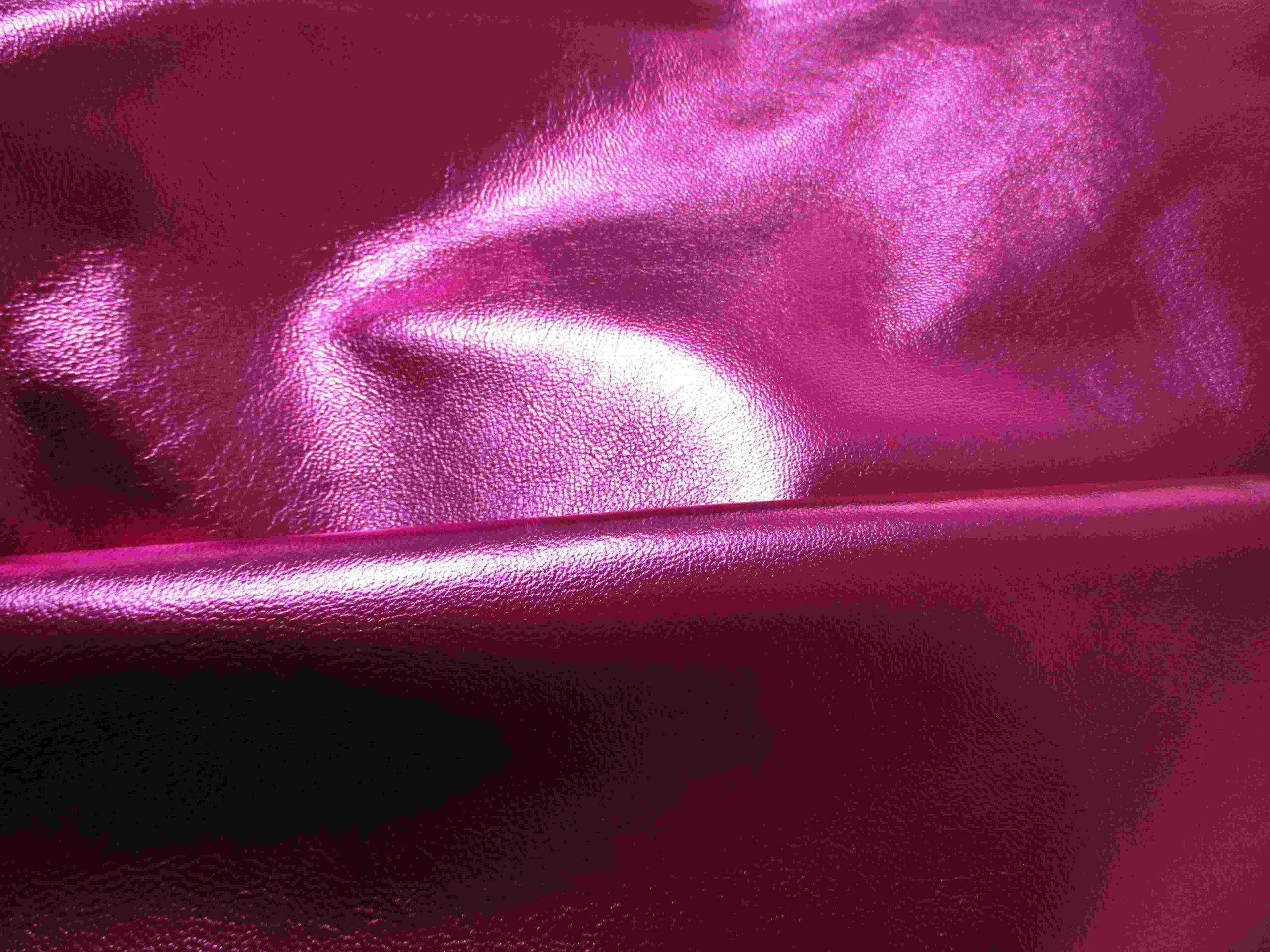 Hot Pink Foiled Lambskin leather