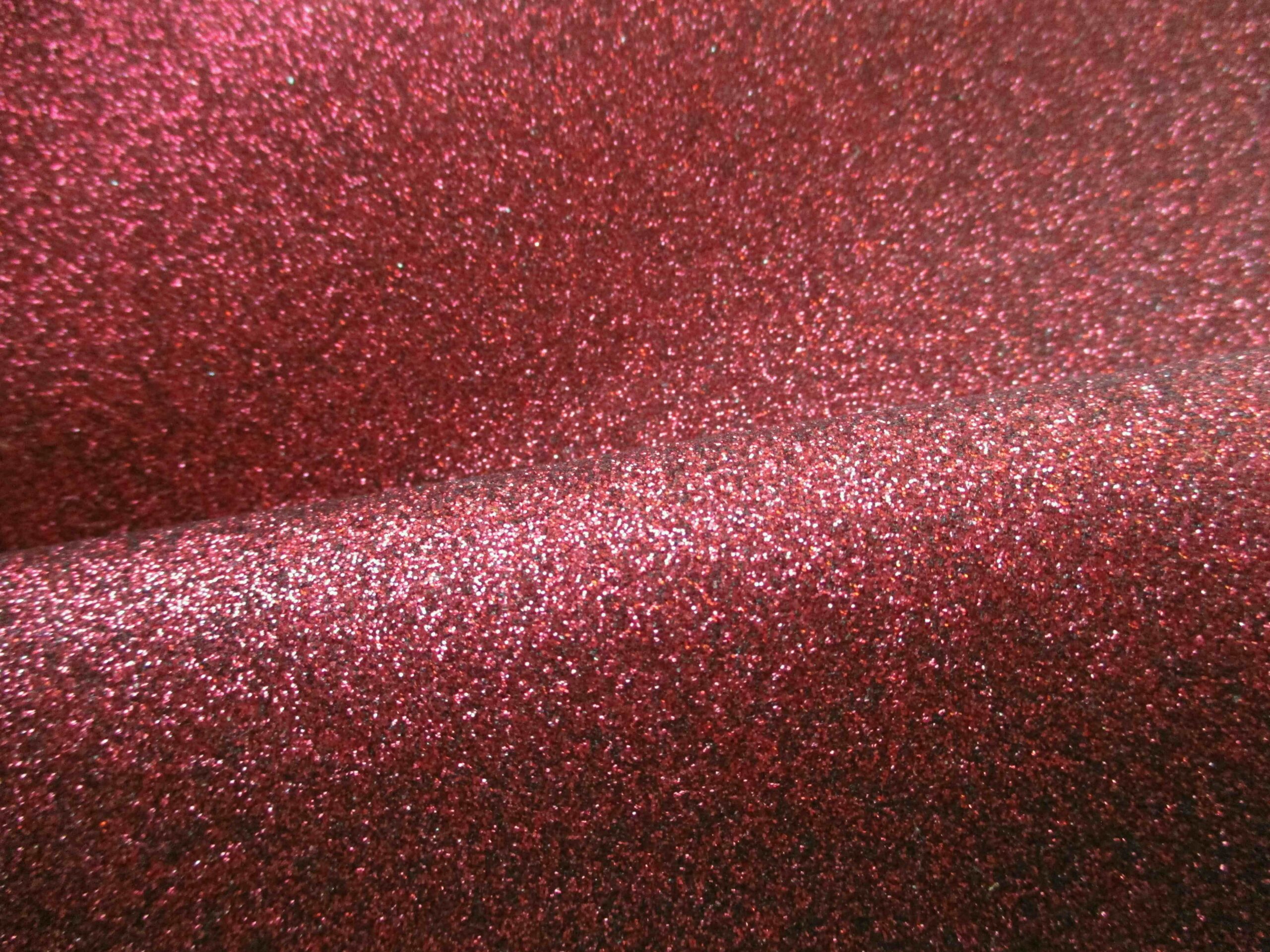 Red Glitter Finished Calfskin leather